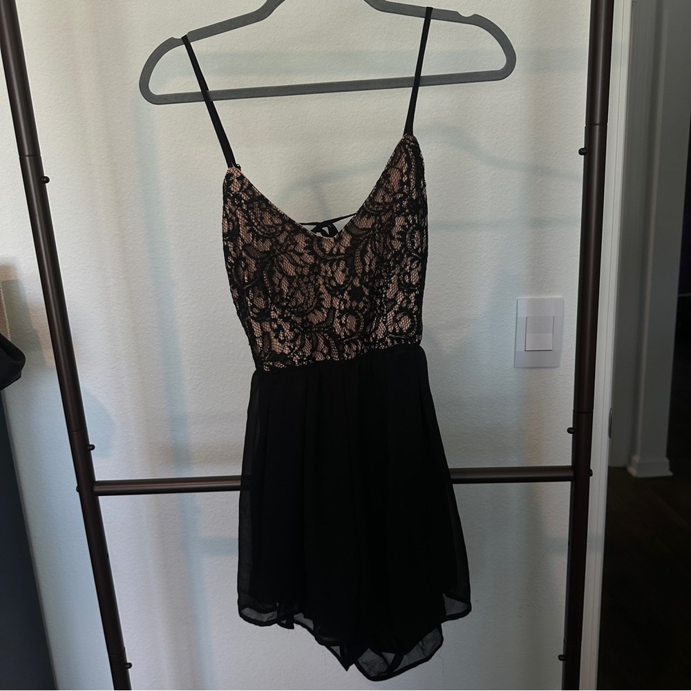 Black Open Back Romper